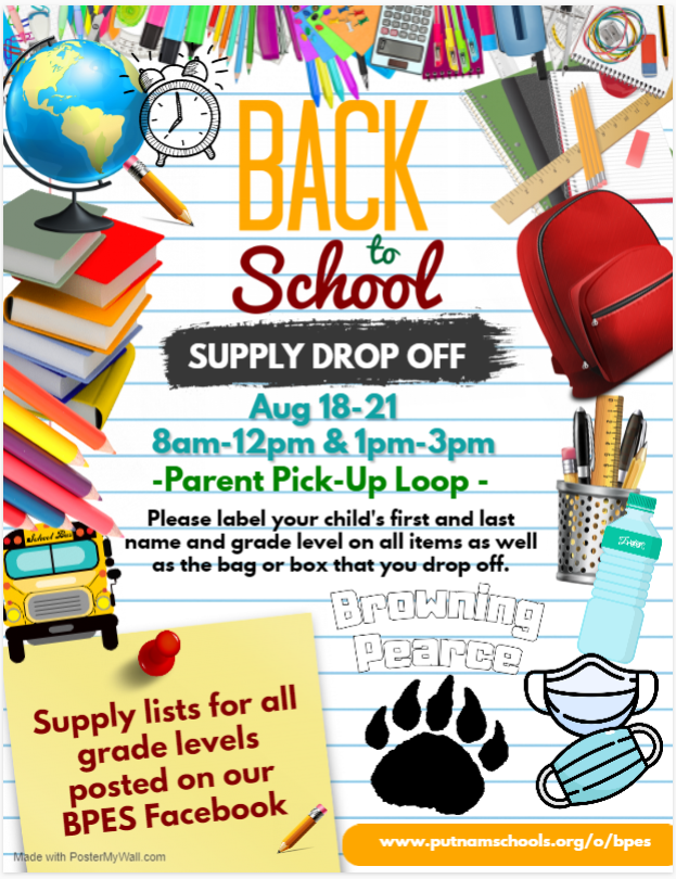 OPTION 1 SUPPLY DROP OFF BrowningPearce Elementary School