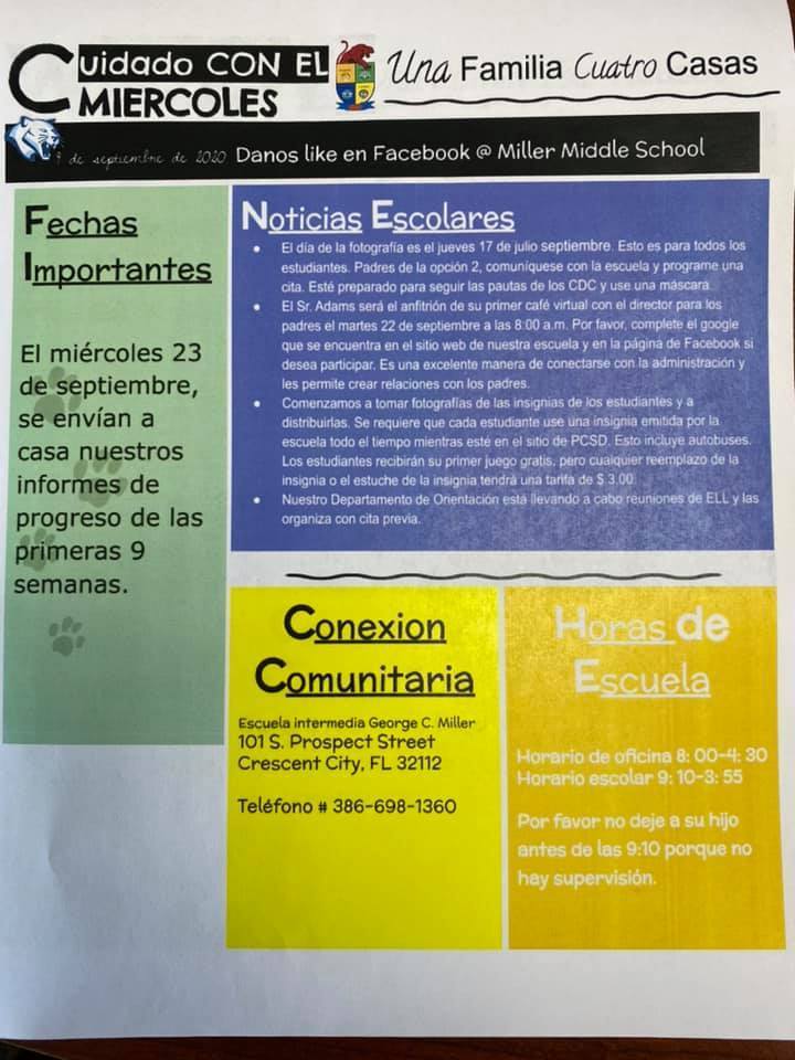 Watch for it Wednesday 9-9-2020 Spanish