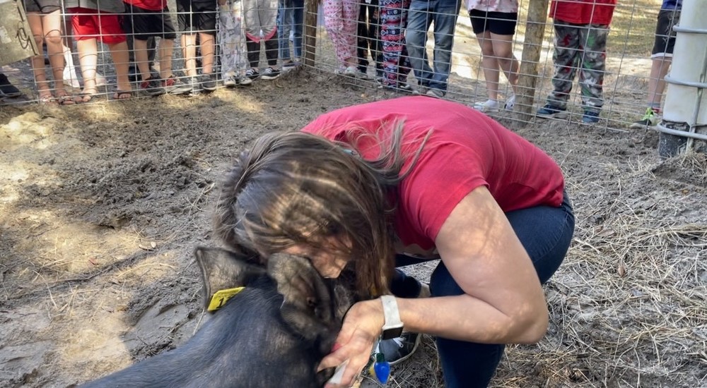 Mrs. Herrington Kisses the Pig!