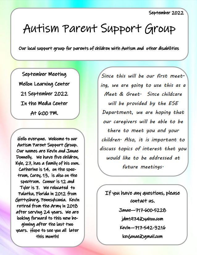 September Autism Parent Support Group